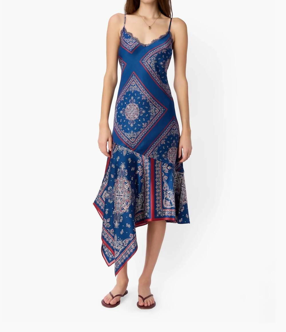 NEW CAMI NYC becky lace trim dress in mariners bandana